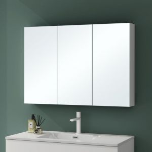 Mai&mai - Armoire Suspendue de Salle de Bain avec Miroir Armoire de Toilette Meuble Murale Miroir avec 3 Portes 100x15x70 cm Blanc Mat SpiegelSR-02