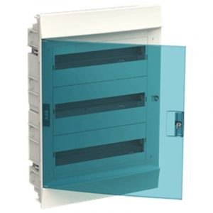 ABB - Tableau encastré 54 modules IP41 porte bleu pétrole blanc 3 rangées 41A18X32