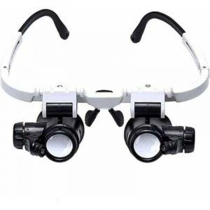 Lunette Loupe - 2 Lumi&egrave;res LED - Loupe Binoculaire - Lampe Loupe Grossissante pour Horloger, Lecture, Bijoutier, Couture - 8X-15X-23X