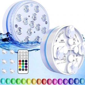 Lumiere Piscine Hors Sol 13 RGB LED Eclairage Piscine, Lumiere Spa avec T&eacute;l&eacute;commande, IP68 &Eacute;tanche Lampe Piscine pour Jardin, Baignoire Spa Vase