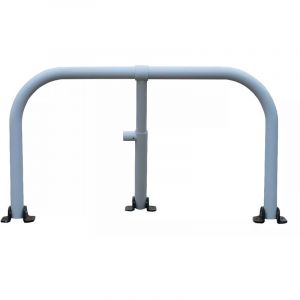 Ultra Secure - Arceau parking blanc pieds noirs - arceau anti-stationnement avec serrure int&eacute;gr&eacute;e