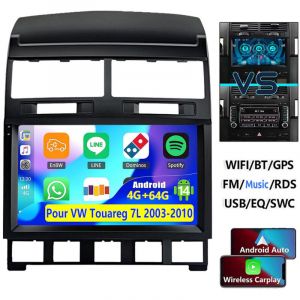 Autoradio Android 14 pour VW Touareg 2003-2010, unit&eacute; principale CarPlay - 4+64G