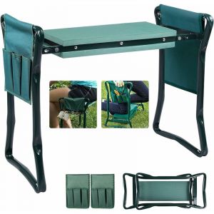 Memkey - Tabourets de Jardinage Pliable, Agenouilloir de Jardin Siège de Jardin Banc de Jardinage avec 2 Sacs à Outils et Coussinet en Mousse eva