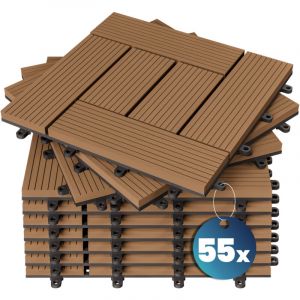 Deuba - 11x 22x 44x 55x 66x Dalles clipsables en bois composite wpc 30 x 30 cm Dalle de terrasse jardin ext&eacute;rieur 55x Mosa&iuml;que terracotta
