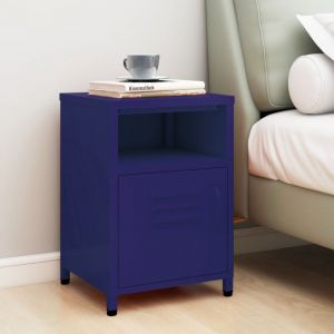 Table de chevet - Bout de Canapé Armoire De Rangement Bleu marine 35x35x51 cm Acier BV157230 Bonnevie Bleu