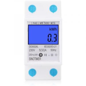 Compteur &eacute;lectrique, Compteur D'&Eacute;nergie 230V 5 (32) a 2 fils 2P &Eacute;cran Num&eacute;rique lcd avec rail din Monophas&eacute; &Eacute;lectronique Rail-&Eacute;lectronique