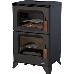 Po&ecirc;le &agrave; bois raccordable avec four - BRONPI Hilton-H 14 kW Avec kit air - Sans kit four inox