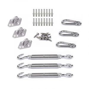 Kit inox fixation voile d'ombrage 3 points de fixation