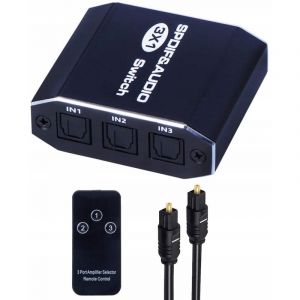 COMMUTATEUR AUDIO 3x1 SPDIF TOSLINK RÉPARTITEUR OPTIQUE