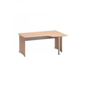 Bureau compact hêtre retour à droite l 160 cm piètement plein bois - Jazz