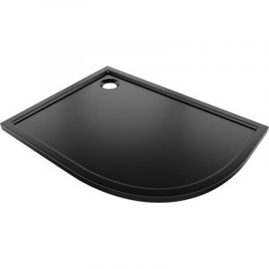 Mexen - Flow receveur de douche semi-circulaire asym&eacute;trique slim gauche 90 x 80 cm, noir mat - 46Q708090L