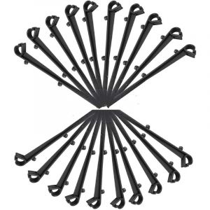 Lot de 20 Crochets de fixation grillage de protection de goutti&egrave;re en PP, longeur de 16cm, entraxe de 7.2cm, noir