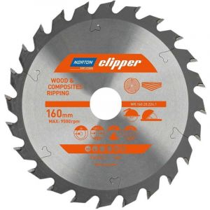 Norton - scie circulaire 160mm x 20mm x 24z bois et composites atb (1.8 / 1.2)