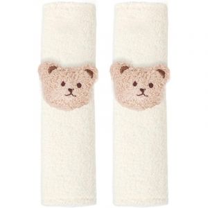 Lot 2 Housses Ceinture S&eacute;curit&eacute; Peluche Blanche, Voiture/Poussette/Sac &agrave; Dos/Guitare, Protection