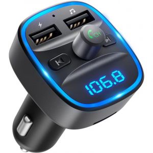 Transmetteur FM Mise à Jour, Kits Mains Libres Adaptateur Radio Transmetteur FM Bluetooth avec Double USB Chargeur de Voiture Lecteur MP3 Prise en