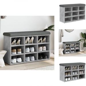 Vidaxl - Banc &agrave; chaussures gris b&eacute;ton 82x32x50 cm bois d'ing&eacute;nierie - Banc Chaussure - Banc Entr&eacute;e - Rangement Chaussures - Meuble Hall - Banc Coffre