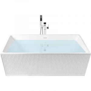 Baignoire Autoportante Moderne en Acrylique Rectangulaire 170 x 80 cm Finition Cannel&eacute;e Blanc Mat Serena