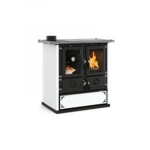 Cuisinière à bois raccordable La Nordica Rosetta Sinistra 5.0 Steel 7.9 kW Blanc