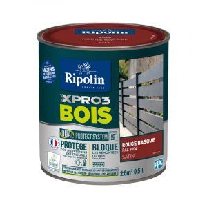 Ripolin - Peinture pour Bois Intérieur et Extérieur - Satin - 0,5L - rouge basque ral 3004