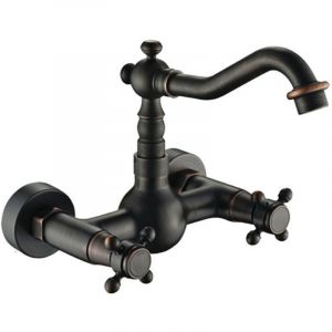 Mitigeur de cuisine antique inspir&eacute;e robinet de cuisine - fixation murale, Vieux laiton (noir)