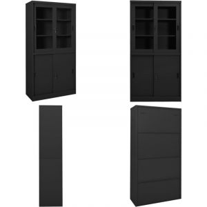 Vidaxl - Armoire de bureau et porte coulissante Anthracite 90x40x180 cm - Armoire De Bureau - Meuble De Rangement - Classeur - Armoire Métallique