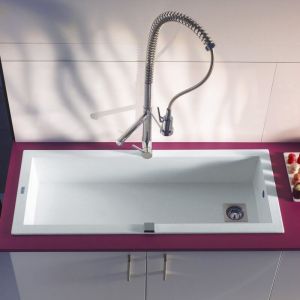 CAREA - &Eacute;vier &agrave; encastrer DRAKKAR 1 grand bac Blanc