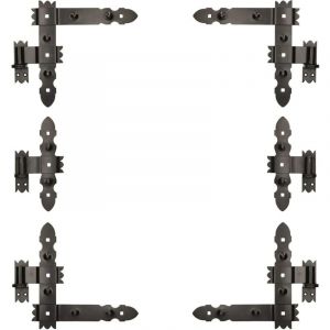 Penture Équerre 300 x 300 mm avec Gond 6 Pièces Charnière d'Angle Charnière de Porte Noire Enduite de Poudre Quincaillerie de Construction - Kotarbau