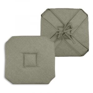 Coussin galette de chaise 4 rabats 40x40cm lichen chinee