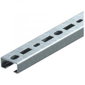 OBO Bettermann Rail profil&eacute; perfor&eacute;, largeur de fente 17mm 1000x35x18 acier galvanis&eacute; en continu, 1104497