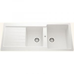 Évier granit blanc Schock LEDIS 2 bacs 1 égouttoir