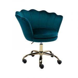 Wahson Office Chairs - Chaise de Bureau à Roulettes Réglable en Hauteur Fauteuil de Bureau pour Salon et Chambre, Velours, Bleu Sarcelle