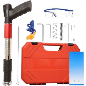 UlisemPistolet a Clou Manuel, Cloueur Beton , 5 Vitesses Double Silencieux Cloueuse Pneumatique, Cloueur a Poudre pour Plafonds, Tuyaux, Installation