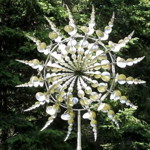 Rnemitery - Moulin à vent en métal unique et magique, sculpture cinétique à énergie éolienne 3D, éolienne en métal solaire, éoliennes solaires pour