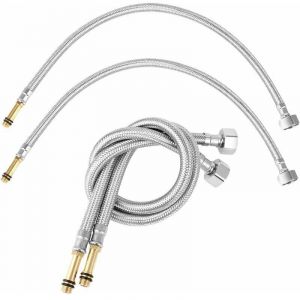 4pcs Tuyau De Raccordement Flexible, Tuyau d'Alimentation Pour Robinet M10 x 1/2 Bsp x 500 Mm Tuyau Flexible Robinet Lavabo Pour &Eacute;vier Mitigeur De