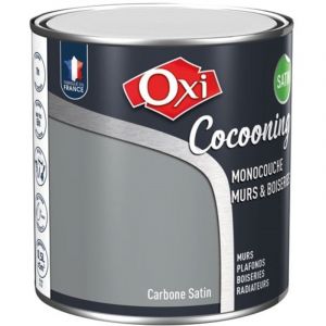 Peinture d'intérieur monocouche pour murs & boiseries oxi cocooning murs & boiseries satin Carbone (ox67) 0.5 litre