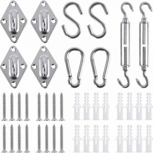 Ensemble de fixation pour voile d'ombrage, accessoires de voile d'ombrage en acier inoxydable kit de montage vis de serrage mousqueton avec vis voile