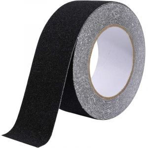 Bande Antidérapante Adhésive pour Escaliers, Friction, Abrasif pour Les Sécurité, Escabeau, Intérieur, Extérieur, Haute Traction, 5cm x 10m, Noir