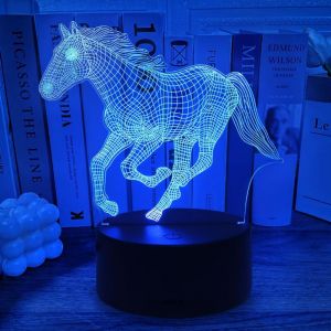 Lampe Cheval, Lampe 3D Cheval Veilleuse Enfant 16 Couleurs Graduables, Commandes Tactiles et T&eacute;l&eacute;commandes, Rechargeable, D&eacute;co Chambre Enfant, Cadeau
