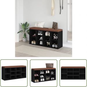 The Living Store - Banc &agrave; chaussures Noir 103x30x48 cm Bois d'ing&eacute;nierie - Banc Chaussure - Meuble Rangement - Banc Coffre - Organisation Chaussures