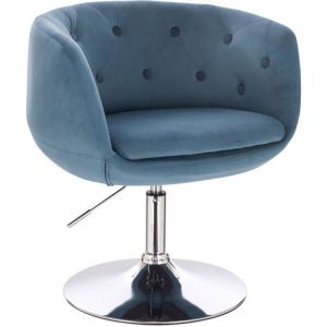 Panama Chaise Longue R&eacute;tro Chaise Cocktail Bleu P&eacute;trole Aspect Velours Pi&egrave;tement Plaque - Svita