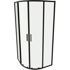 Parama - Cabine de douche semi-circulaire 90x90cm Slim Noir Verre Opaque 6mm Transparent h190 - R&eacute;versible Mod. Portofino