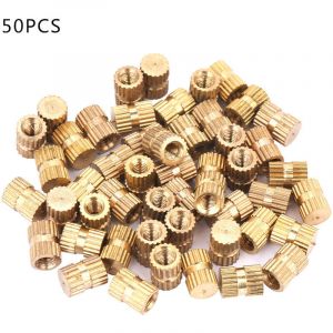 50 pi&egrave;ces de type B, insert en laiton pour trou borgne &agrave; passage unique, &eacute;crou molet&eacute; int&eacute;gr&eacute; (M355,3)