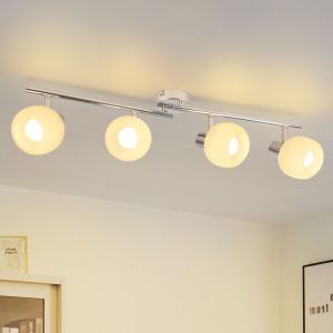 Plafonnier Blanc Couloir - Plafonnier 4 Ampoules Spot Int&eacute;rieur Abat-Jour en Verre Vintage Lampe de Couloir Morden E14 Spot pour Chambre Salon (sans