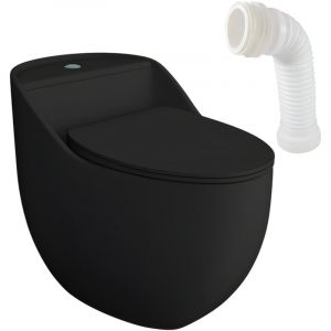 Lavita Silia RIM Black WC &agrave; poser compact sans bride Pack WC compact complet 3/6l + connecteur WC