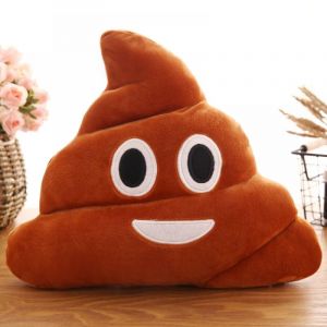 Linghhang - Coussin en peluche Emoji, Smiley, 35 cm, marron, mignon, drôle, cadeau amusant pour amis, étudiants, enfants