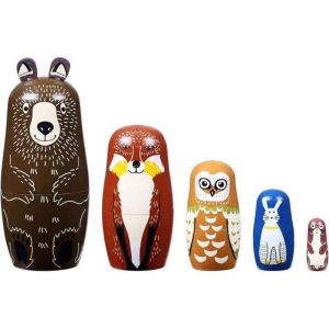 Ours poup&eacute;es gigognes russes Matryoshka en bois empilable ensemble embo&icirc;t&eacute; 5 pi&egrave;ces jouets amusants faits &agrave; la main pour enfants No&euml;l f&ecirc;te des m&egrave;res