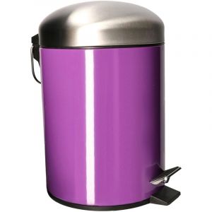 Poubelle en acier inoxydable Violet 320 x 200 mm 5 l Poubelle &agrave; p&eacute;dale avec r&eacute;cipient int&eacute;rieur amovible - Kotarbau