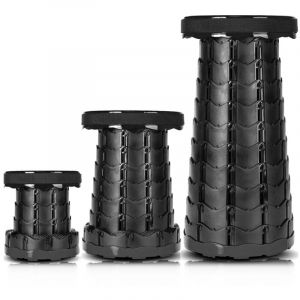 Haloyo &ndash; Tabouret pliant t&eacute;lescopique en nylon &ndash; Charge max 200 kg &ndash; Surface lisse en cuir &ndash; Compact pour camping et ext&eacute;rieur - 200KG-Noir
