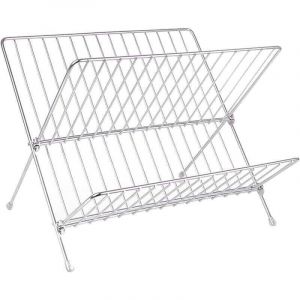 Egouttoir Vaisselle Pliant X-Forme, XU, 2 Niveaux, Acier Inoxydable, Grande Capacit&eacute; - KZQ
