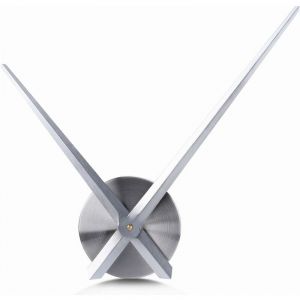 Vtizikl Grande Horloge Murale Aiguilles 31.5cm Simple Argent sans Chiffre M&eacute;canisme de Mouvement d'Horloge DIY Frameless avec Long Mains